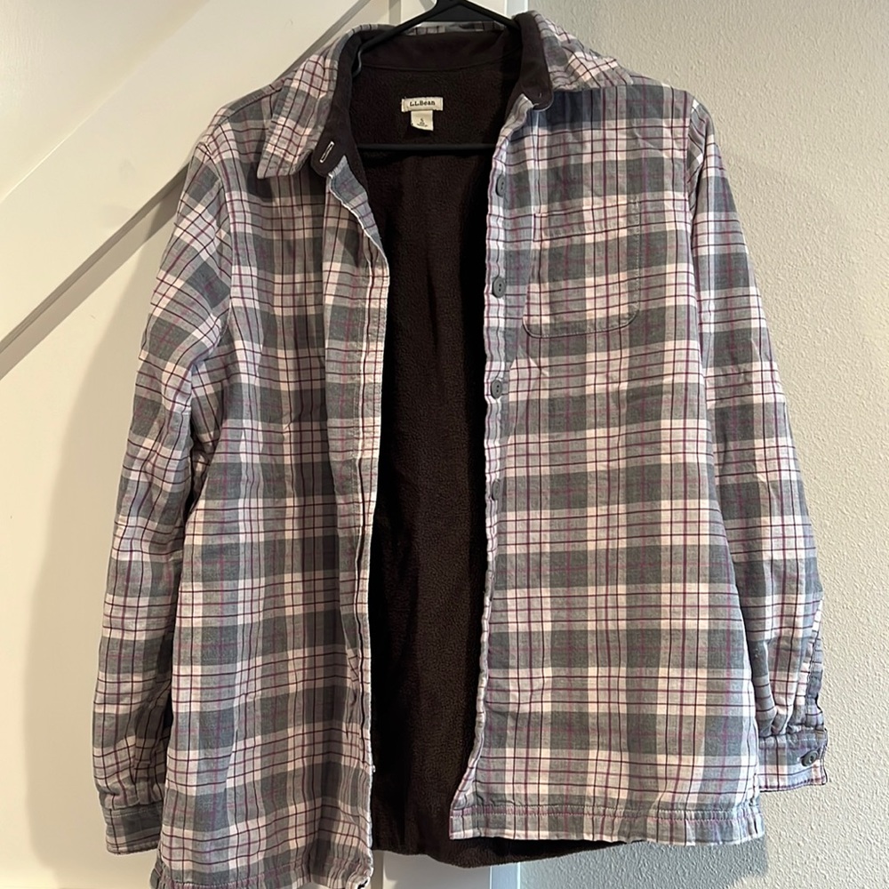 LL bean womens lined flannel shirt size small